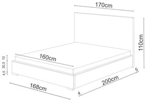 NASTY 4 II kárpitozott ágy+ ágyrács, sofie 14, 160x200