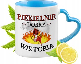 Viktória Kék Bögre Szív Alakú Füllel Kávé Ajándék