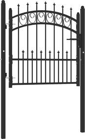 vidaXL fekete acél kerítéskapu cövekekkel 104 x 87 cm