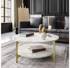 Kávésasztal VERSY 37x90 cm fehér/arany