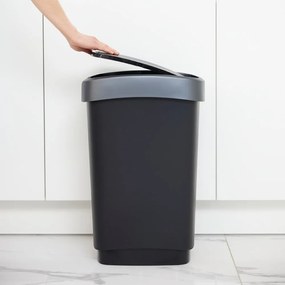 Ezüstszínű-fekete szemetes újrahasznosított műanyagból 25 l Twist - Rotho