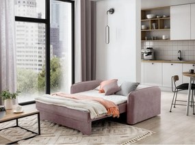 Rózsaszín zsenília kinyitható-tárolóhelyes kanapé 155 cm Laine – ELTAP