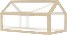 Outsunny Fa Mini Üvegház 90 x 52 x 49,5 cm, Növényi Ágy Fedéllel, Fényáteresztő Hidegkeret, Télen is Használható Emelt Kert Ágy a Kerthez és Balkonhoz