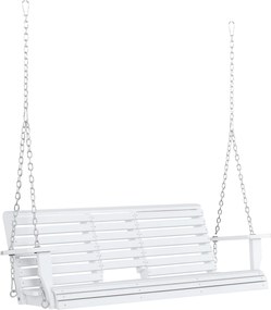 Outsunny Függő Pad Kerti Hinta Pad 2-3 Főnek Összecsukható Kávézó Asztallal Fenyőfából Készített Kényelmes 150 x 75 x 53 cm Fehér | Aosom