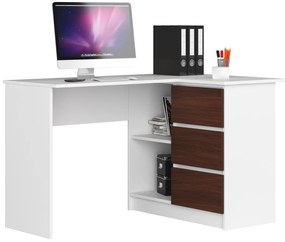 Sarok íróasztal - Akord Furniture - 124 cm - fehér / wenge