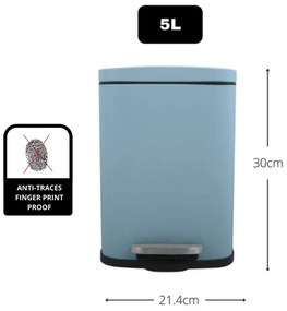 Világoskék acél pedálos szemetes 5 l Akira – Spirella