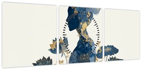 Kép - Márvány női profil (órával) (90x30 cm)