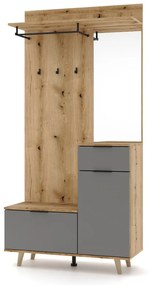 NORDIC Előszobafal Tölgy/Grafit Színben