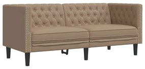 kétszemélyes kávészínű műbőr Chesterfield kanapé