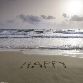 Poszter 20x20cm Happy szó a tengerparton, Assaf Frank