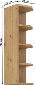 Felső polcos szekrény, artisan tölgy, LULA 30 G-90 ZAK