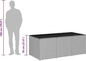 Szürke Polyrattan Kerti Tárolóláda 180 X 90 X 70 Cm
