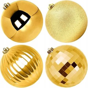 Karácsonyfa gömbök törhetetlen arany színű fényes matt csillámos 15cm 4db