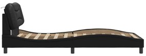 fekete műbőr ágykeret LED-világítással 100 x 200 cm