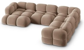 Barna bársony sarokkanapé (jobb oldali-U alakú) Loretto – Cosmopolitan Design