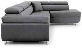 Annabelle Maxi modern sarokkanapé, jobb oldali - grafitszürke könnyen tisztítható velúr Zetta 304 / króm lábak