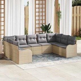Kerti Kanapé Szett 9 pcs Beige, világosszürke Poli rattan