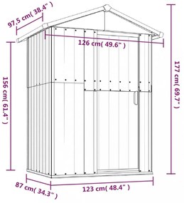 zöld horganyzott acél kerti fészer 126x97,5x177 cm