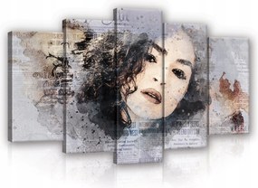 Vászonkép 100x60 Nő érzelmek arc újság szöveg absztrakt fal