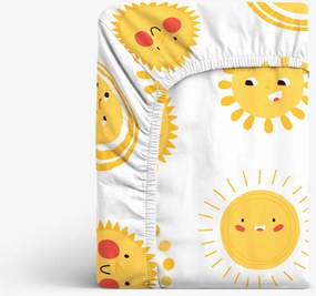 Goldea pamut gumis lepedő - mosolygós napocskák 80 x 200 cm
