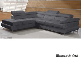 Ülőgarnitúra, szürke, szövet, balos, BUTON P