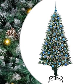vidaXL Mű karácsonyfa 300 LED-del Zöld 180 cm PVC és Acél és Műanyag
