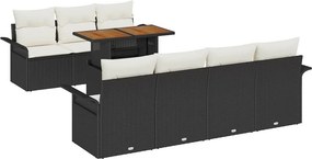 vidaXL Kerti Kanapé Szett párnával 8 pcs Fekete és krémszínű