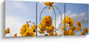 Fényes sárga virágokkal rendelkező mező képe (órával) (90x30 cm)