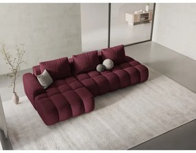 Borvörös kinyitható-tárolóhelyes sarokkanapé (bal oldali-heverő résszel) Linz – Cosmopolitan Design