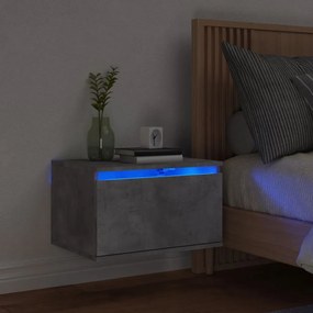 Betonszürke falra szerelhető éjjeliszekrény LED-világítással
