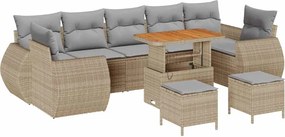 vidaXL Kerti Kanapé Szett 10 pcs Bézs polirattan