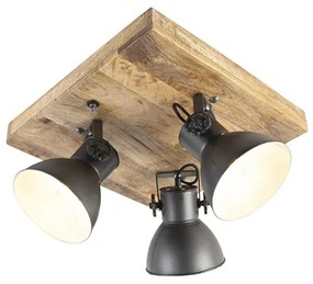 Ipari reflektor sötétszürke mangófa betétekkel, 3 lámpás - Mangoes