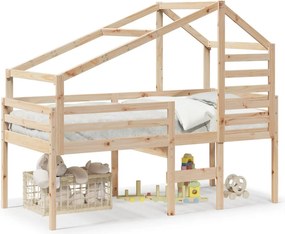 vidaXL tömör fenyőfa magasított ágy tetővel 80 x 200 cm