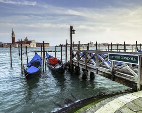 Poszter 50x40cm Gondola kikötési hely a Grand Canale-en, Assaf Frank