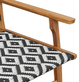 Kerti pad Fekete és fehér 122x76x73.5 cm Tömör akácfából