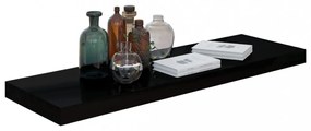 4 db magasfényű fekete MDF lebegő fali polc 80 x 23,5 x 3,8 cm