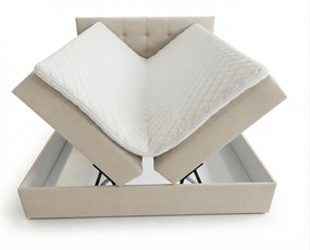 Kárpitozott boxspring ágy DIRELIS VIBE 140x200 cm krém színű Matrac: Bonell rugós matrac