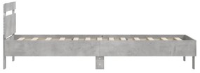 betonszürke ágykeret fejtámlával és LED-világítással 100x200 cm