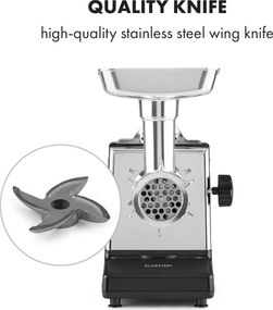 Klarstein Kraftprotz, elektromos húsdaráló, 700 W, réz motor, rozsdamentes acél, fekete