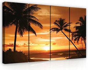 Vászonkép 120x80 Trópusi naplemente pálmafák keret nélkül természet nyugalom egzotikum