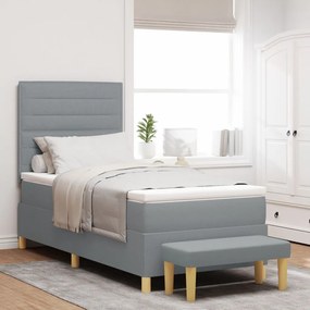 Boxspring ágy matraccal és padlóval Világosszürke 90x200 cm Szövet