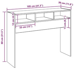 kézműves tölgy színű szerelt fa dohányzóasztal 105x30x80 cm