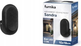 Kültéri fali lámpa kerti fali lámpa fekete Led 6W Sandra