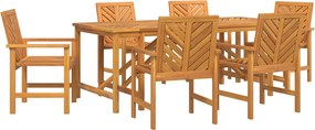 vidaXL Kert étkező szett 7 pcs Barna Tömör Akácfa