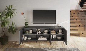 SNAKE háromajtós komód, antracitszürke testet és antracitszürke, díszített mintázatú előlapokkal