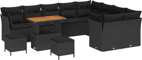 vidaXL Kerti Kanapé Szett párnával tárolóval 12 pcs Fekete