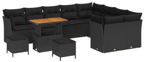 vidaXL Kerti Kanapé Szett párnával tárolóval 12 pcs Fekete