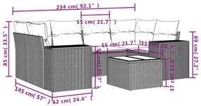 7 részes barna polyrattan kerti ülőgarnitúra párnákkal