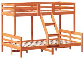 viaszbarna tömör fenyőfa emeletes ágy 90 x 200/120 x 200 cm