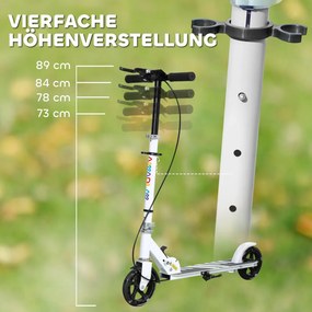 AIYAPLAY gyerek roller, dupla fék, fém váz, lábtartó, összecsukható, fehér